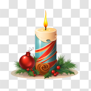 Christmas Candle - Festive Candle With Christmas Ornament Decor Transparent PNG