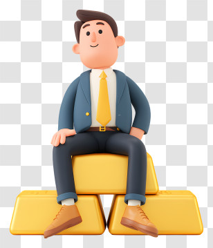 Businessman Sitting Gold Bars - Person Sitting On Gold Bars Transparent PNG