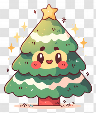 Cute Christmas Tree - Cute Cartoon Christmas Tree Design Transparent PNG