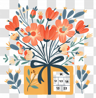 Gift - Flower Bouquet With Calendar Transparent PNG