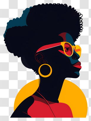 Black History Month - Artistic Portrait Illustration With Glasses Transparent PNG
