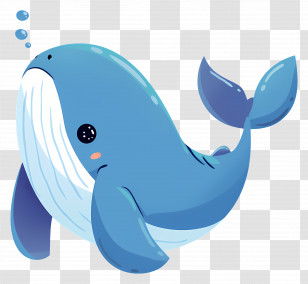 Cute Blue Whale - Cute Blue Whale Cartoon Illustration Transparent PNG