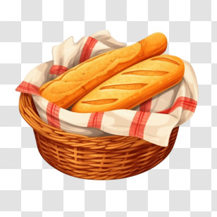 Baguette Bread - Cozy Basket Of Fresh Baguettes Transparent PNG