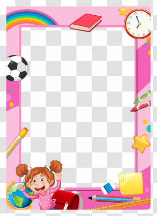 School Frame - School Frame Design With Pink Border Transparent PNG