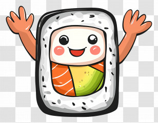 Cute Sushi - Cute Kawaii Sushi Roll Transparent PNG