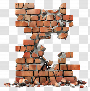 Broken Wall - Damaged Brick Wall With Missing Sections Transparent PNG
