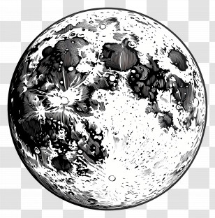 Moon Outline - Black And White Moon Illustration Transparent PNG