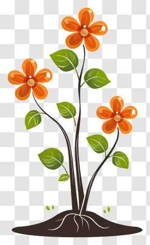 Plant A Flower Day - Orange Flowers With Green Leaves Transparent PNG