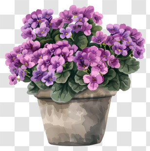 Kalanchoe Plant - Potted Purple Flowers Transparent PNG