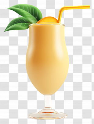 Mango Lassi - Refreshing Orange Cocktail With Straw Transparent PNG
