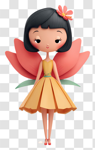 Fairy Doll - Cute Flower Fairy With Pink Wings Transparent PNG