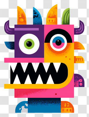 Colorful Monster - Colorful Cartoon Monster With Playful Design Transparent PNG