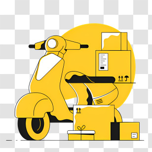 Yellow Motorcycle - Yellow Scooter With Delivery Boxes Transparent PNG