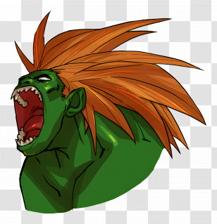Blanka - Green Beast With Orange Hair Roaring Transparent PNG