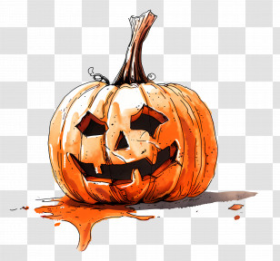 Carving Pumpkins - Melting Halloween Pumpkin Transparent PNG