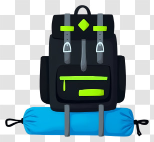 Camping Backpack - Hiking Backpack With Sleeping Bag Transparent PNG