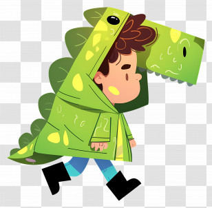 Cartoon Boy - Child In Green Dinosaur Costume Transparent PNG