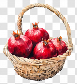 Pomegranate Watercolor - Basket Of Fresh Pomegranates Transparent PNG