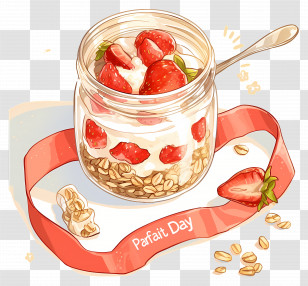 National Parfait Day - Parfait With Strawberries In A Glass Jar Illustration Transparent PNG