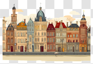 Cityscape - Row Of Vintage City Buildings Transparent PNG