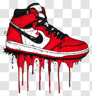 Nike Red - Stylish Red Sneaker Illustration Transparent PNG