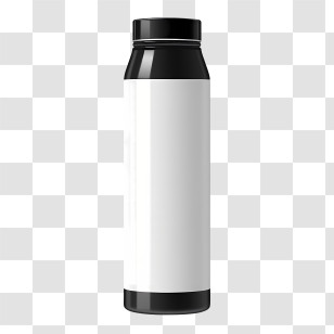 Water Bottle - Black And White Thermos Bottle Transparent PNG