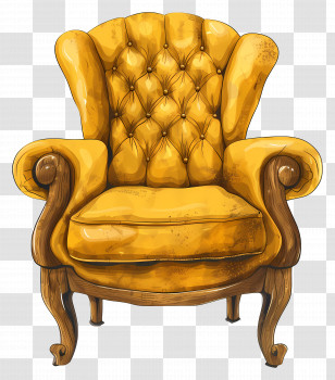 Yellow Chair - Elegant Yellow Armchair Illustration Transparent PNG