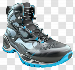 Sports Boot - Futuristic Blue And Black Hiking Boot Transparent PNG