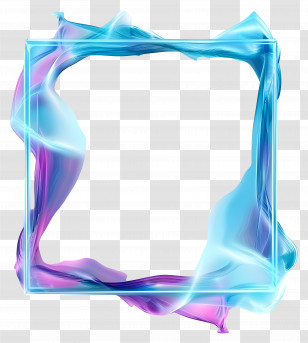 Neon Blue Frame - Colorful Swirly Frame Transparent PNG
