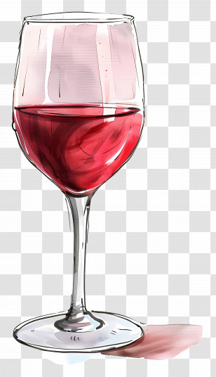 Wine Glass - Illustration Of A Glass Of Red Wine Transparent PNG