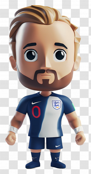 Harry Kane - Cartoon Football Player In White And Blue Jersey Transparent PNG