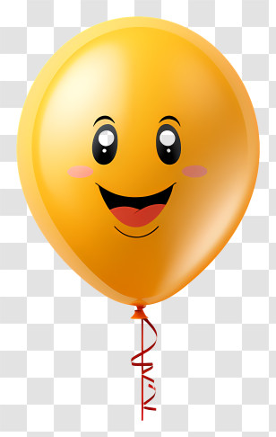 Yellow Balloon - Smiling Yellow Balloon Cartoon Transparent PNG