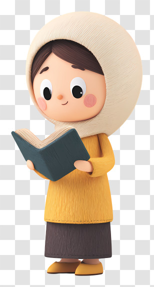 Muslim Woman Reading Quran Book - Cozy Kid Reading Book Transparent PNG