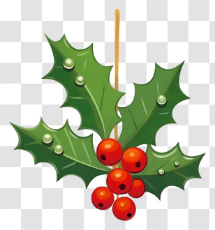 Red Holly Berry - Traditional Christmas Holly With Red Berries Transparent PNG
