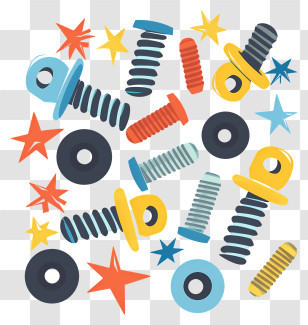 Screws - Colorful Screws And Bolts Transparent PNG