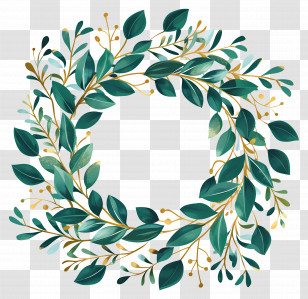 Leaf Wreath - Circular Green Leaf Wreath Illustration Transparent PNG