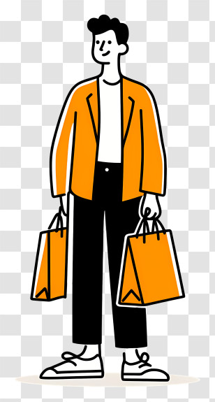 Man Holding Shopping Bags - Man Carrying Shopping Bags Transparent PNG