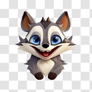 Raccoon - Cartoon Raccoon With Bright Blue Eyes Transparent PNG