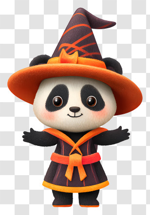 Panda In Witch Outfit - Cute Panda In Witch Costume Transparent PNG