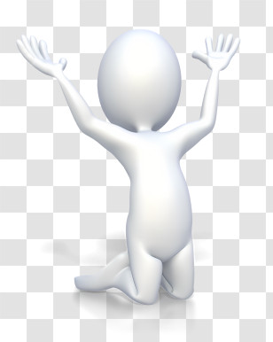 Stick Figure - 3D Character Kneeling With Arms Raised In Celebration Transparent PNG