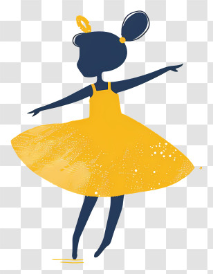 Girl Dancing Ballet - Elegant Silhouette Of A Dancing Ballerina In Yellow Transparent PNG