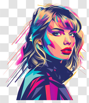 Taylor Swift - Colorful Portrait Illustration Of A Woman Transparent PNG