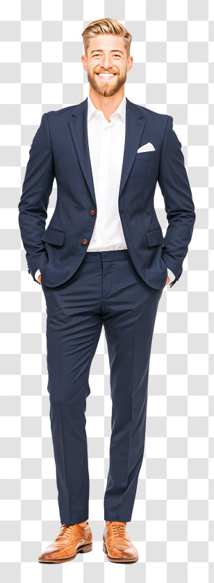 Businessman Full Body - Man In Blue Suit With Brown Shoes Transparent PNG