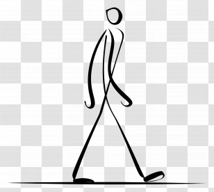 Stick Figure Walking - Minimalist Stick Figure Walking In Line Art Style Transparent PNG
