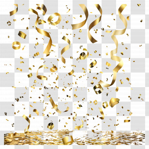 Golden Confetti - Golden Confetti And Streamers For Celebrations Transparent PNG