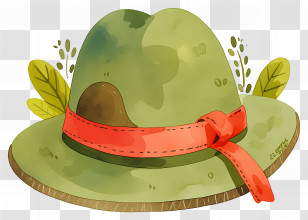 World Hat Day - Green Hat With Red Ribbon Transparent PNG