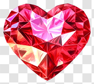 Valentine Heart Diamond Icon - Heart-Shaped Red Crystal Gemstone Transparent PNG
