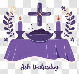 Ash Wednesday - Ash Wednesday Altar With Cross And Candles Transparent PNG