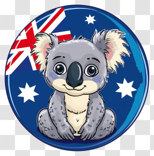 Australia Day - Cartoon Koala With Australian Flag Transparent PNG