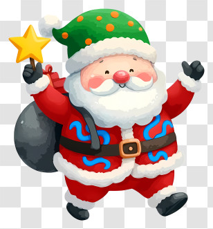 Christmas Santa Claus - Jolly Santa Claus With Star Transparent PNG